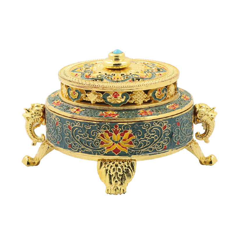 Tibetan-Style Cloisonné Incense Burner – Handcrafted Enamel Art Piece for Home & Meditation (4.2" x 2.8", 0.6 lbs)