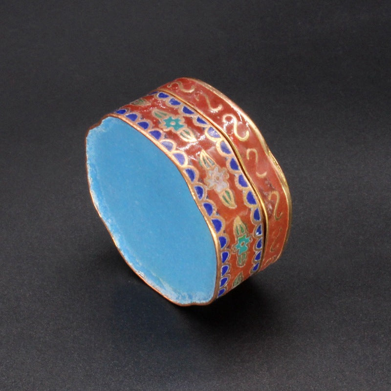 Imperial Peking Cloisonné Jewelry Box – Antique Gold & Enamel "Blessing" Case