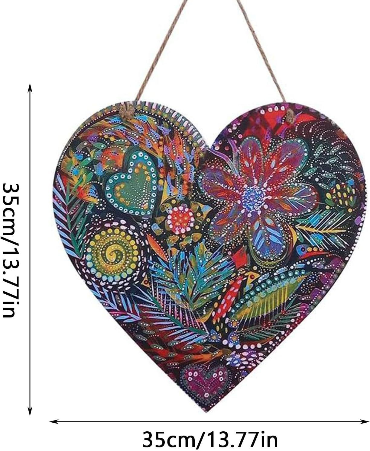 Vibrant Heart Wall Art - 13.77" Iron Floral Decor for Indoor & Outdoor Spaces (1.4 lbs)
