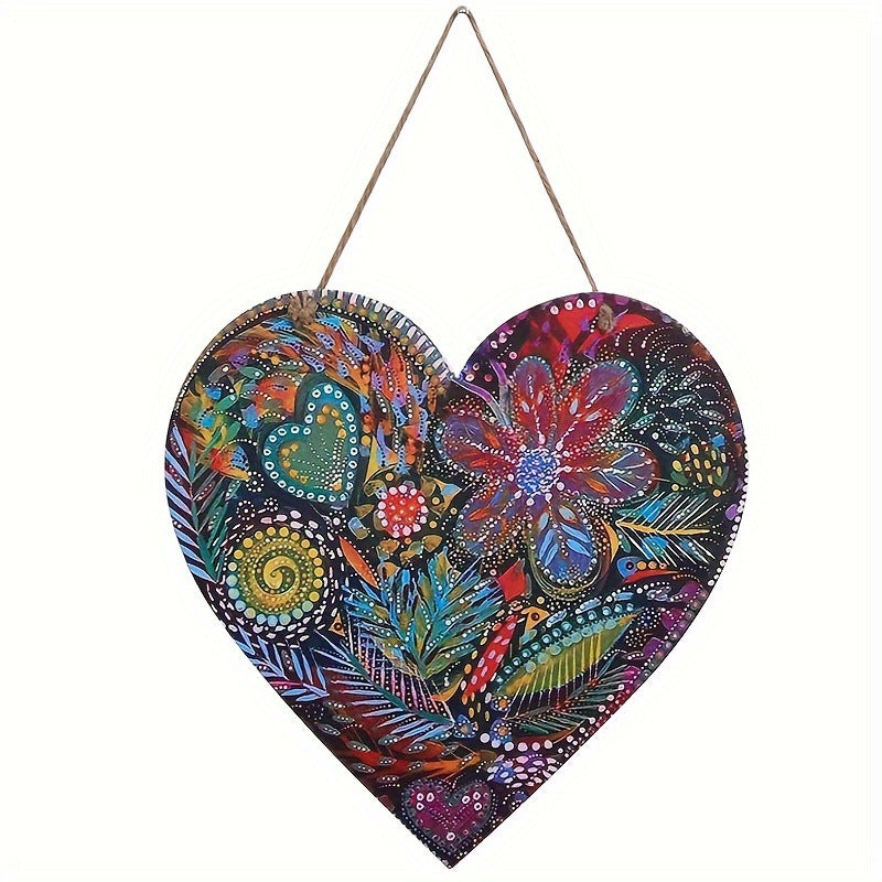 Vibrant Heart Wall Art - 13.77" Iron Floral Decor for Indoor & Outdoor Spaces (1.4 lbs)