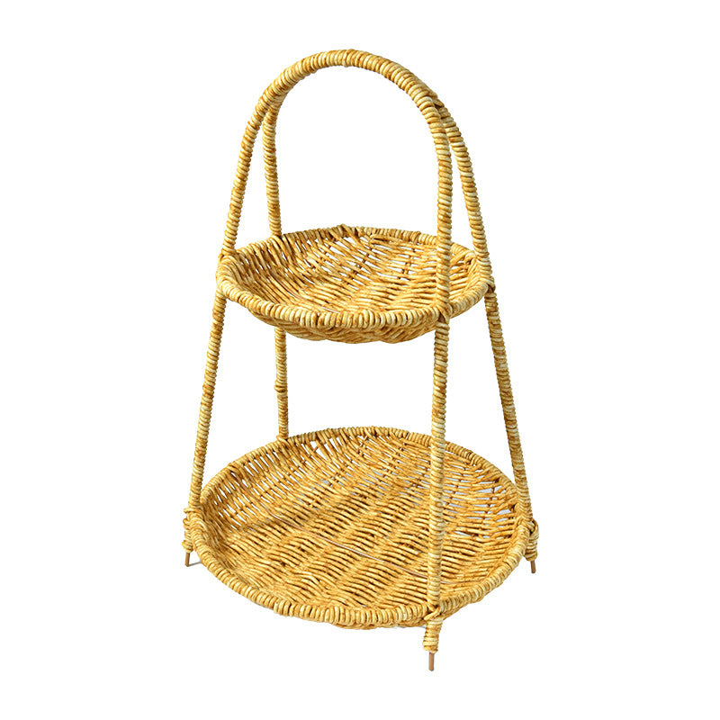 Premium Rattan Tiered Serving Basket - Stackable 1/2/3-Layer Food Carrier