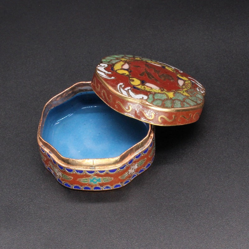 Imperial Peking Cloisonné Jewelry Box – Antique Gold & Enamel "Blessing" Case