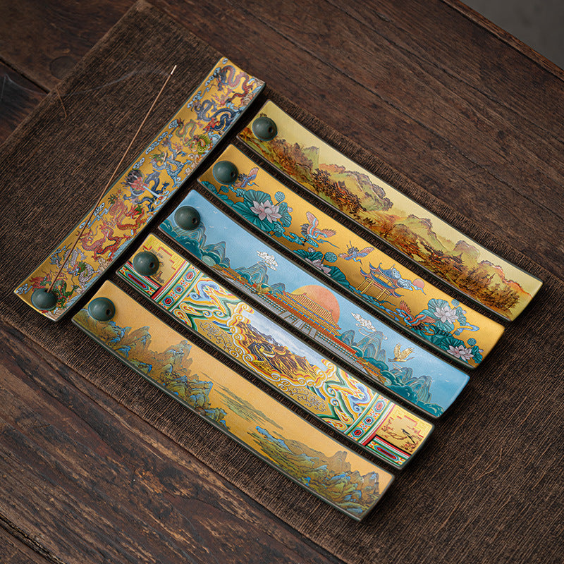 Chinese Cloisonné-Style Ceramic Incense Stick Holder – Floral & Bird Motif