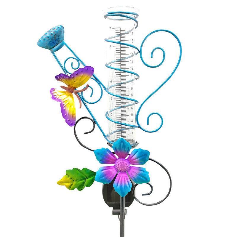 Solar-Powered Rain Gauge & Garden Light – Dual-Function Outdoor Decor with IP55 Rating