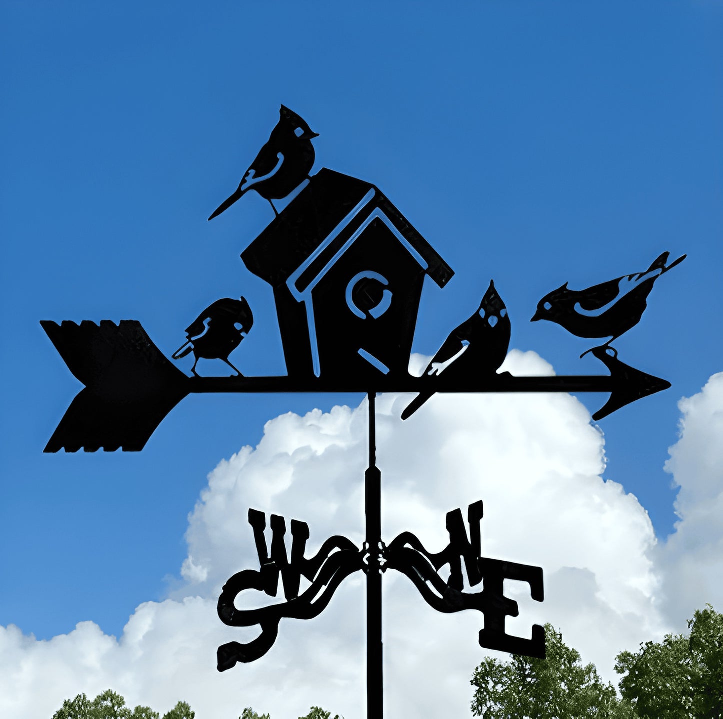 Iron Wind Vane Decorative Art – Owl & Witch Series Weather-Resistant Garden Art