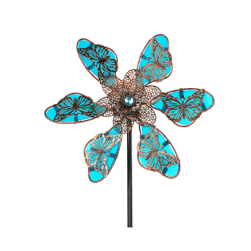 Solar-Powered Butterfly Wind Spinner – Glow-in-the-Dark Garden Art with Metal Craftsmanship