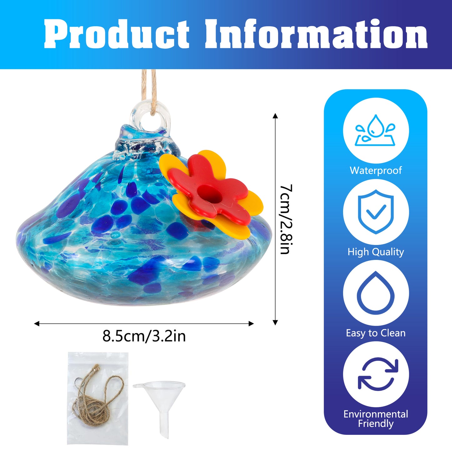 Vibrant Glass Hummingbird Feeders – Bee-Proof Hanging Bird Waterers for Garden & Patio