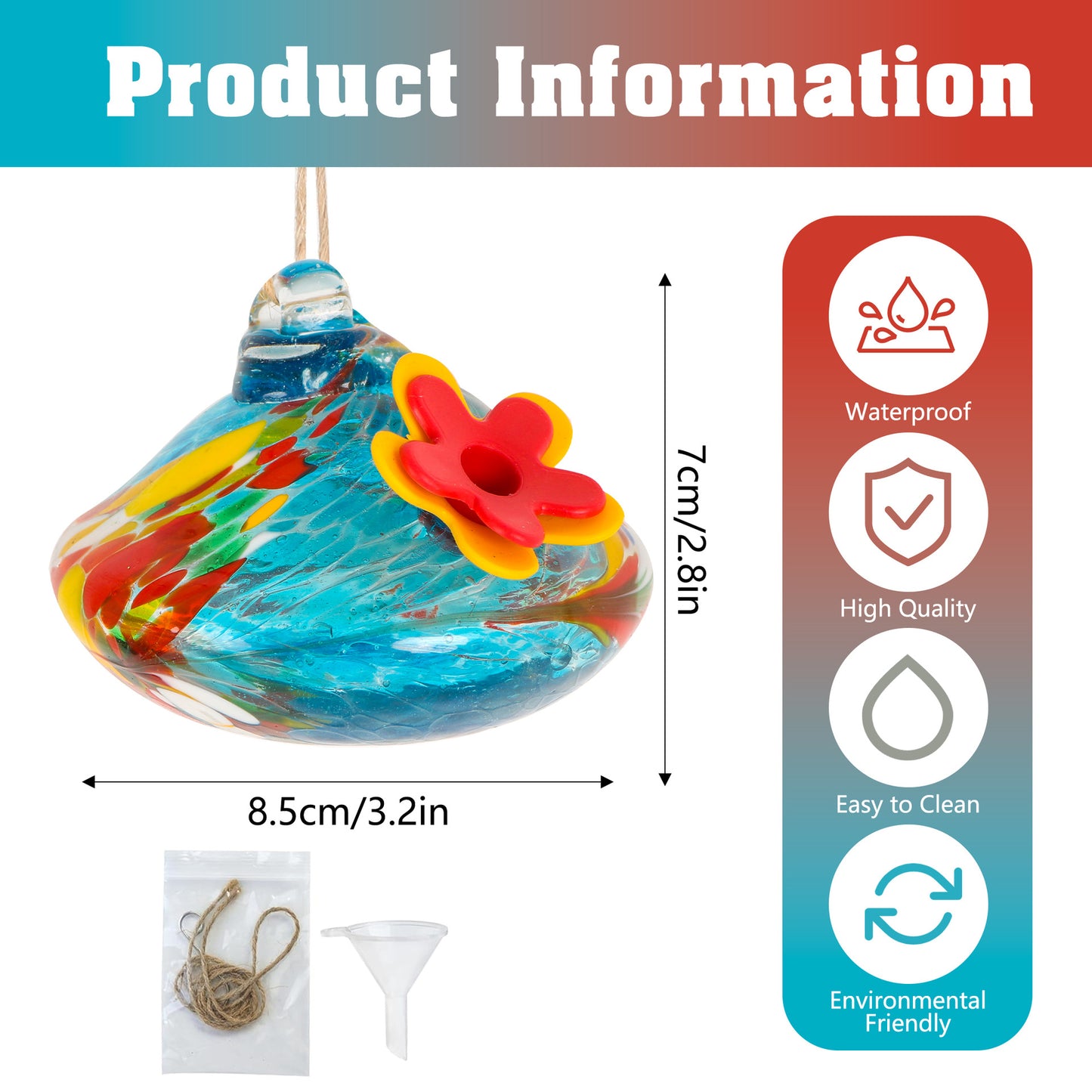 Vibrant Glass Hummingbird Feeders – Bee-Proof Hanging Bird Waterers for Garden & Patio