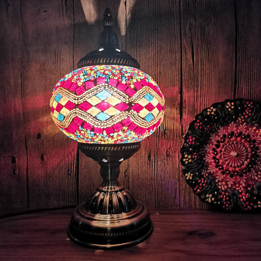 Ottoman Mosaic Luminary - 12"x6"x6" Handcrafted Glass Night Light