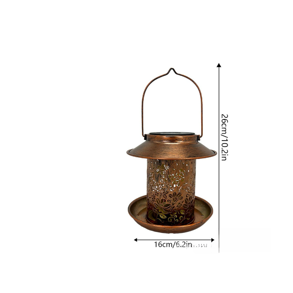 Solar Illuminated Bird Sanctuary - Ornamental Metal Feeder with Pest Defense (10.2"x6.2")