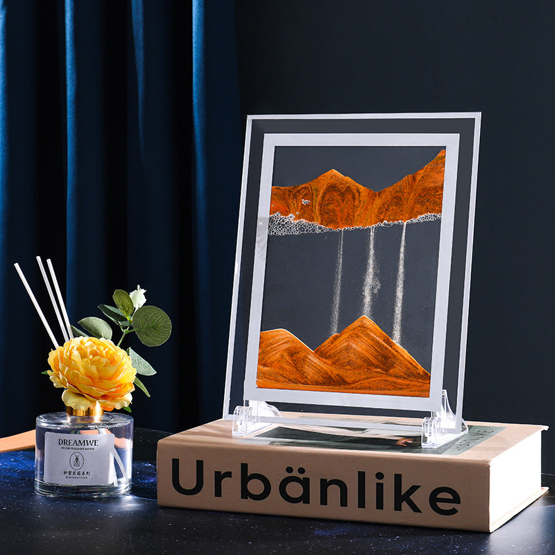 Flowing Sand Art Frame - Premium Glass 3D Dynamic Sandscape for Home & Office Decor (8.7" x 6.7", 1.37 lbs)
