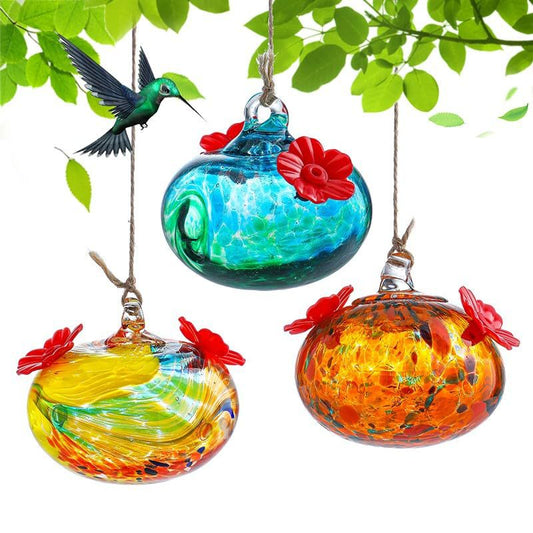 Vibrant Glass Hummingbird Feeders – Bee-Proof Hanging Bird Waterers for Garden & Patio