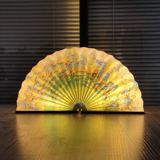 Oriental Fan Light - 3-Mode LED Reading Lamp with Foldable Design (7.7" x 4.1" x 1.9", 1.1 lbs)