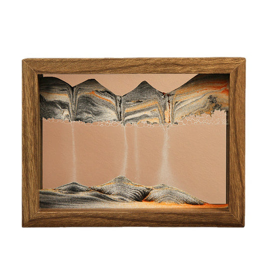 Zen Sandscape Frame - Contemporary Chinese Sand Art Display with Rotating Mountain View (8.5"×6.5")