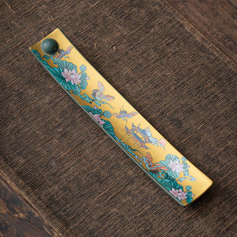 Chinese Cloisonné-Style Ceramic Incense Stick Holder – Floral & Bird Motif