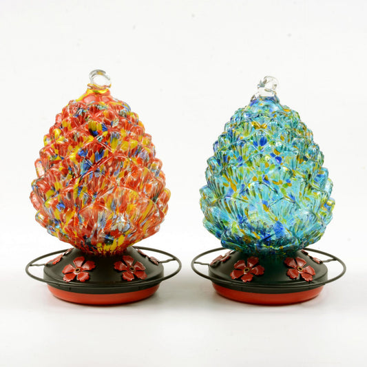 Stained Glass Hummingbird Oasis - 6.1"x8.6" Premium Nectar & Water Station (1.1 lbs)