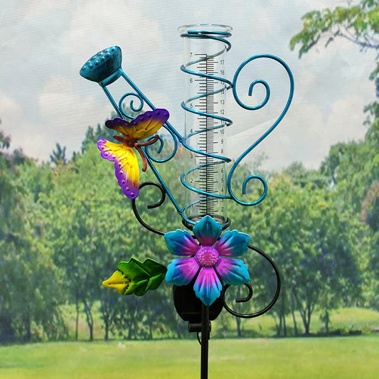Solar-Powered Rain Gauge & Garden Light – Dual-Function Outdoor Decor with IP55 Rating