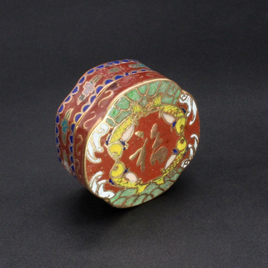 Imperial Peking Cloisonné Jewelry Box – Antique Gold & Enamel "Blessing" Case