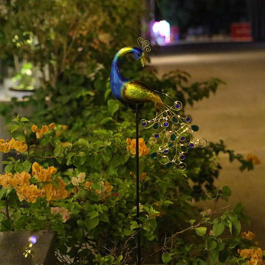 Solar Peacock Pathway Light - Waterproof Iron Garden Decor with 12-Hour Runtime (43.29" Tall, 1.17 lbs)