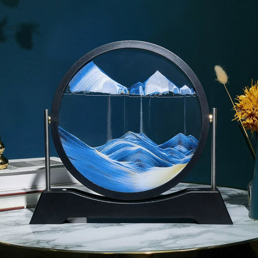 Luxe 3D Glass Sandscape Hourglass - Reversible Mountain View Desktop Art (7")