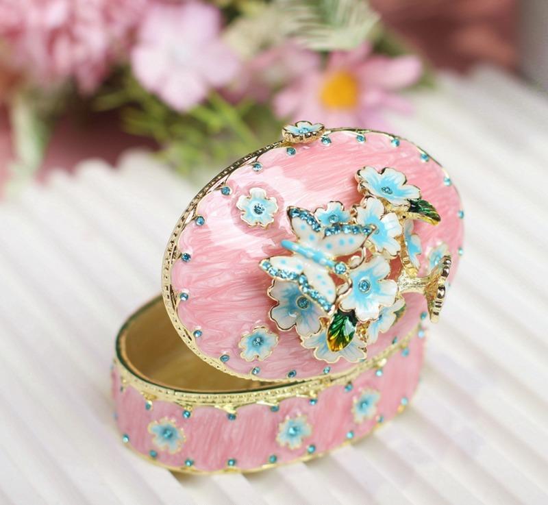 Shippo Cloisonné Cherry Blossom Trinket Box – Hand-Painted Zinc Alloy Keepsake