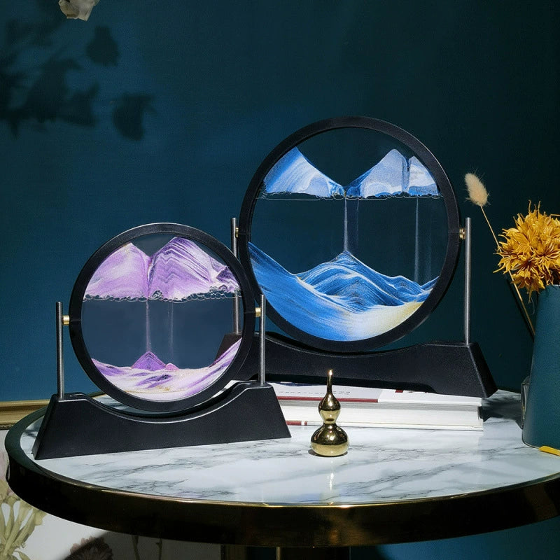 Luxe 3D Glass Sandscape Hourglass - Reversible Mountain View Desktop Art (7")
