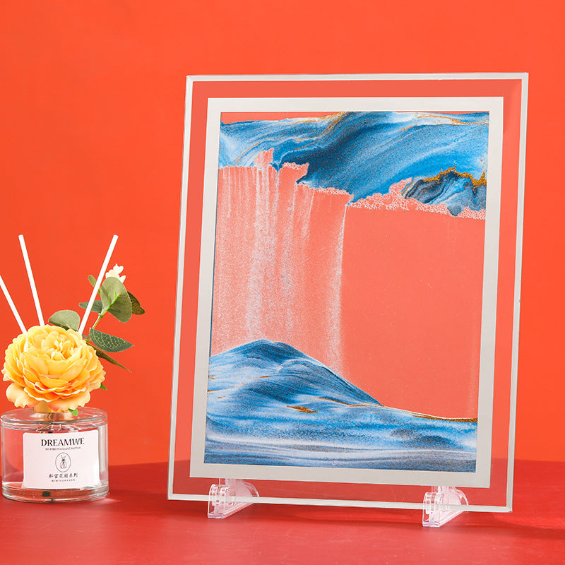 Flowing Sand Art Frame - Premium Glass 3D Dynamic Sandscape for Home & Office Decor (8.7" x 6.7", 1.37 lbs)