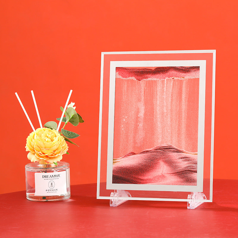 Flowing Sand Art Frame - Premium Glass 3D Dynamic Sandscape for Home & Office Decor (8.7" x 6.7", 1.37 lbs)
